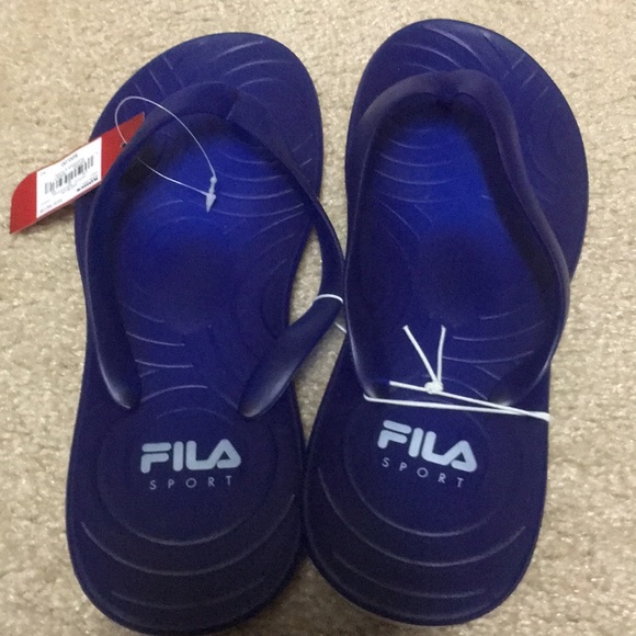 fila flip flops blue